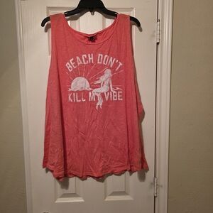 Coral Sleeveless Graphic Top